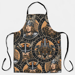 Viking Warriors: Colourful Vintage Pattern Apron