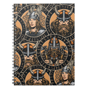 Viking Warriors: Colourful Vintage Pattern Notebook