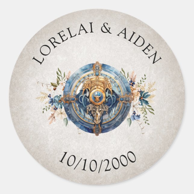 Viking Wedding Classic Round Sticker (Front)