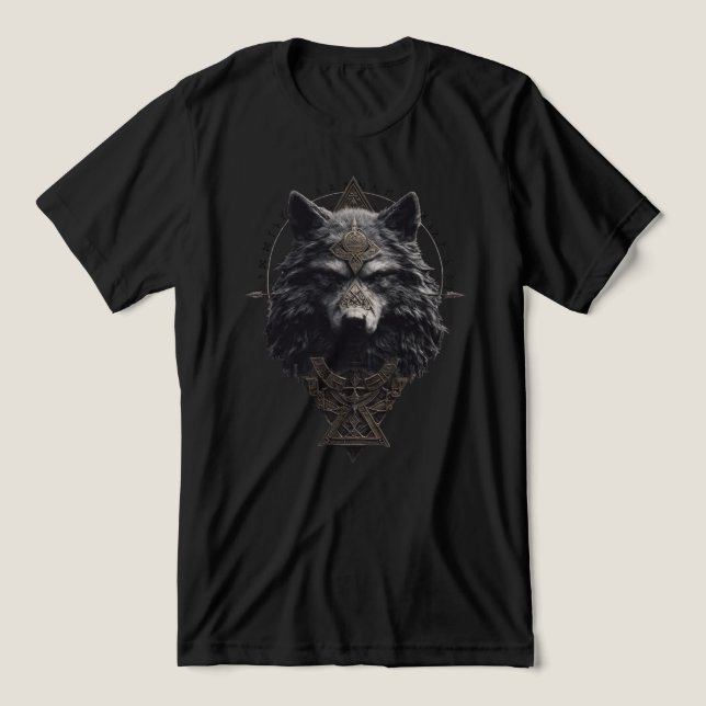 Viking Wolf  Fenrir T Shirt (Design Front)