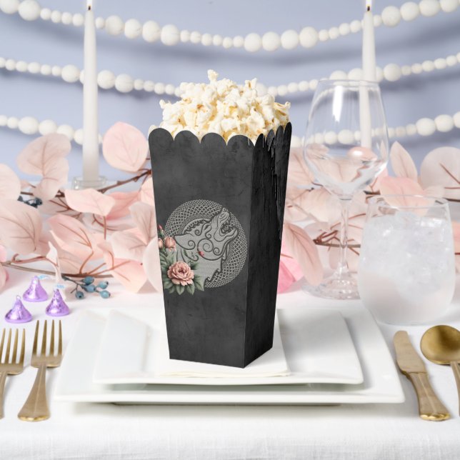 Viking Wolf & Roses. A stylized wolf's head, Favor Box (Wedding)