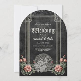 Viking Wolf & Roses. A stylized wolf's head, Invitation