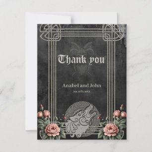 Viking Wolf & Roses. A stylized wolf's head, Thank You Card