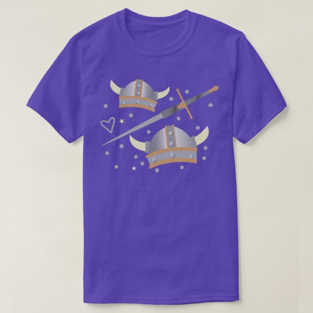 vikings helmet and sword pattern T-Shirt (Design Front)