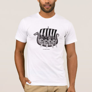 Vikings in Drekar black and white pen ink drawing T-Shirt
