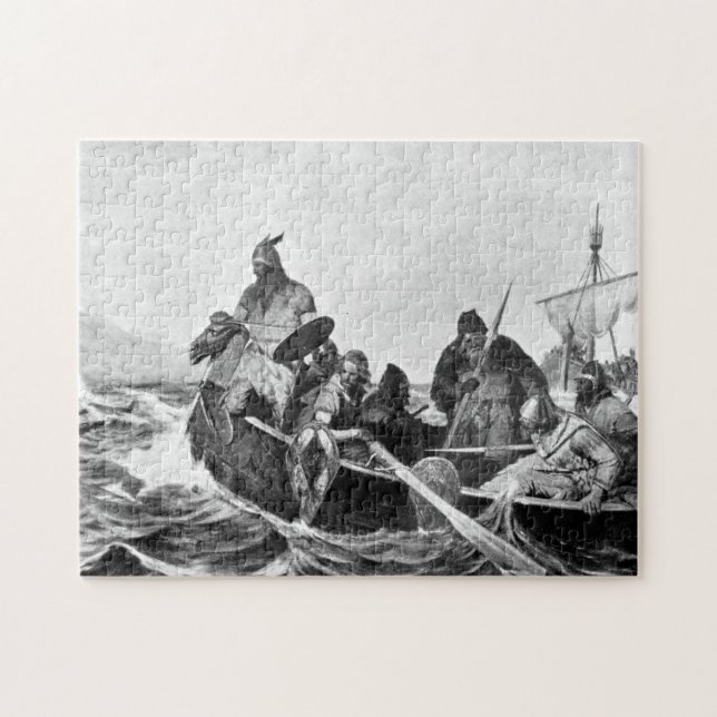 Vikings Landing in Iceland Illustration (1909) Jigsaw Puzzle (Horizontal)