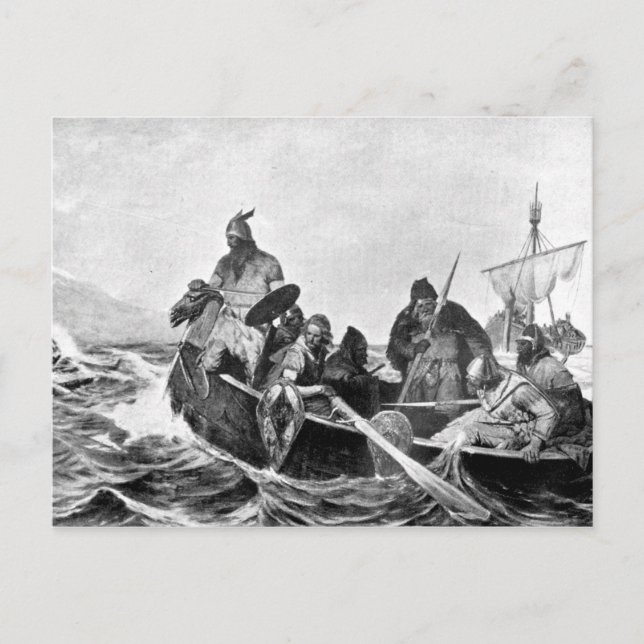 Vikings Landing in Iceland Illustration (1909) Postcard (Front)