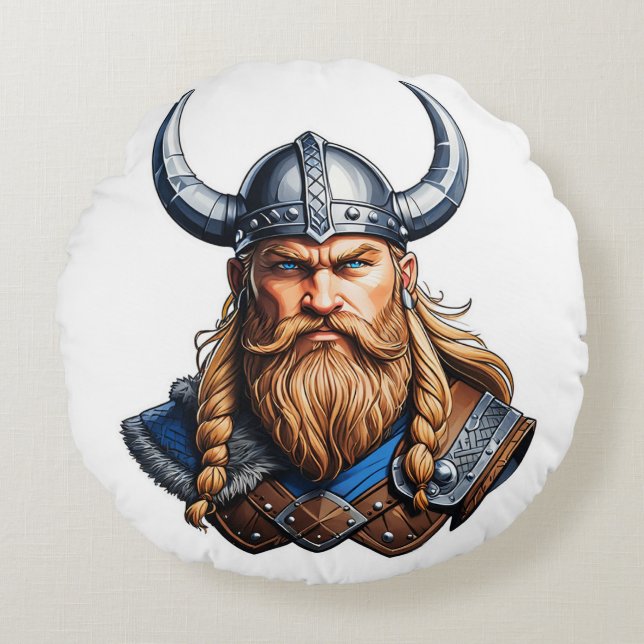Vikings Nordic Man Round Pillow (Front)