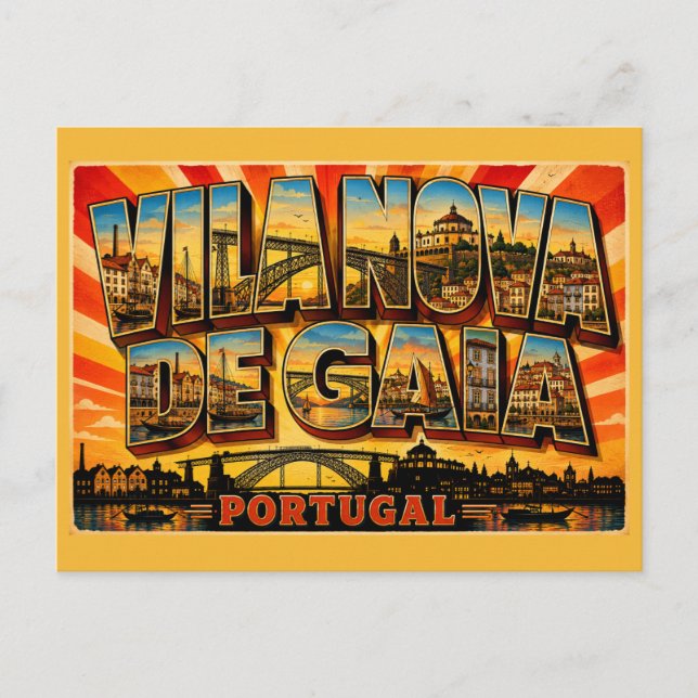 Vila Nova de Gaia Portugal Riverfront Postcard (Front)