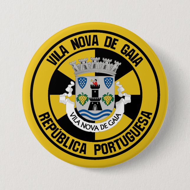 Vila Nova de Gaia Round Emblem 3 Inch Round Button (Front)