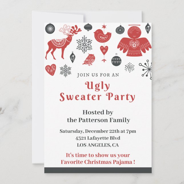 Vilain Sweater Party Invitation affaires mignon (Devant)
