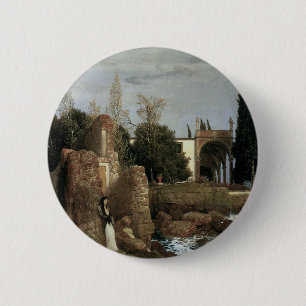 Villa By The Sea by Arnold Bocklin, Symbolism Art 2 Inch Round Button