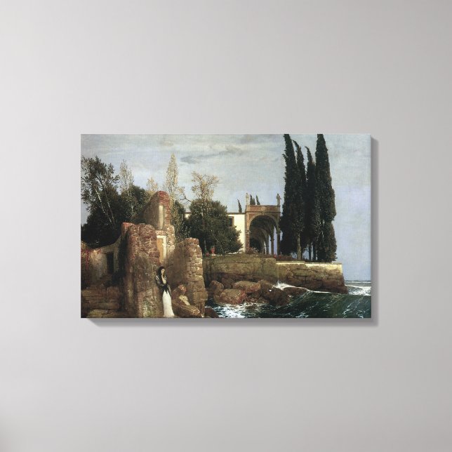 Villa By The Sea by Arnold Bocklin, Symbolism Art Canvas Print (Front)