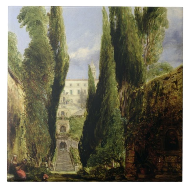 Villa D'Este, Tivoli (oil on canvas) Tile (Front)