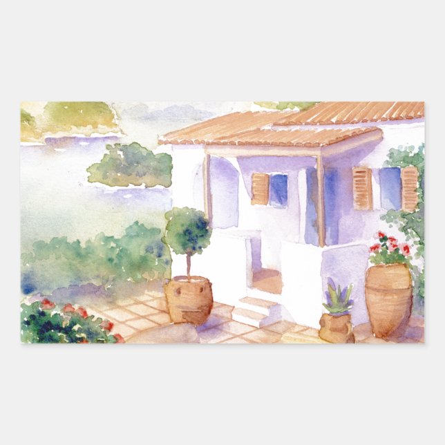 Villa méditerranéenne sticker rectangle (Devant)
