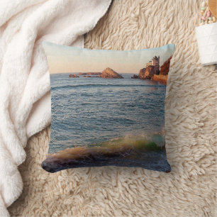 Villa on the Rocks Throw Pillow