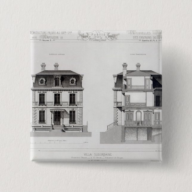 Villa Suburbaine, Premier Chasse at St. Cloud 2 Inch Square Button (Front)