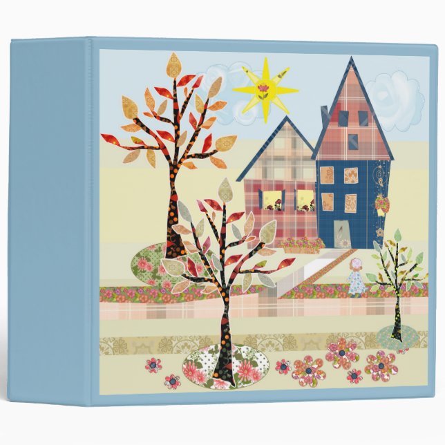 Village, applique, patchwork binder (Front/Spine)