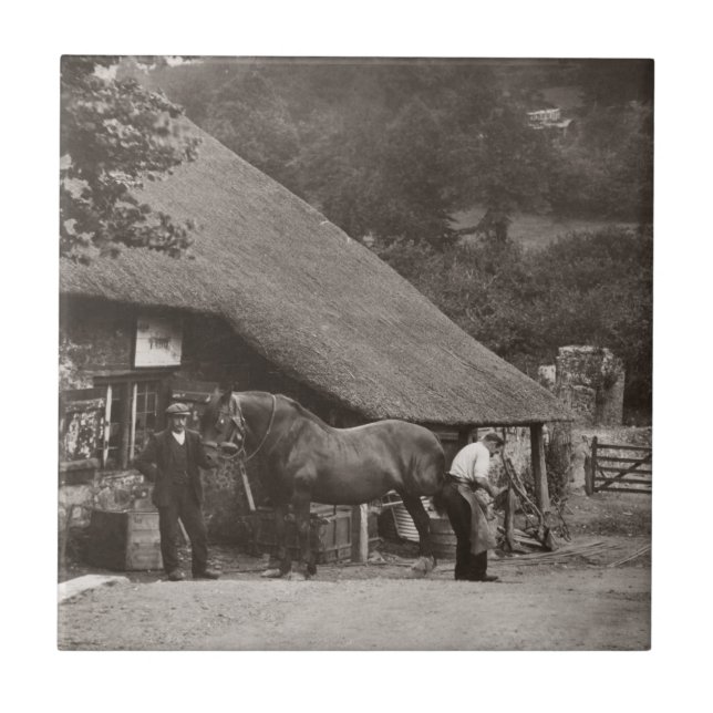 Village blacksmith vintage photo tile (Front)