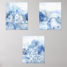 Village Bleu Tranquille - Paysage Boho