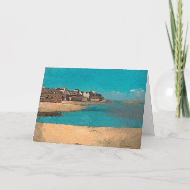 Village by the Sea in Brittany by Odilon Redon Card (Front)