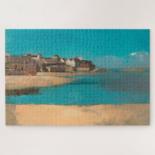 Village by the Sea in Brittany by Odilon Redon Jigsaw Puzzle