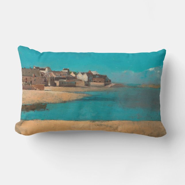 Village by the Sea in Brittany by Odilon Redon Lumbar Pillow (Front)