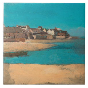 Village by the Sea in Brittany by Odilon Redon Tile