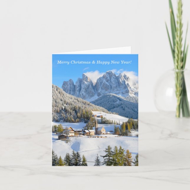 Village de Dolomite en hiver carte de Noël (Devant)