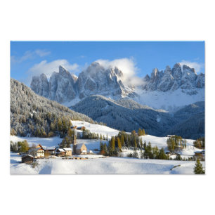 Village de Dolomites en hiver photo imprimer