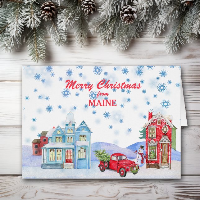 Village de neige de la carte de Noël du Maine (Créateur téléchargé)