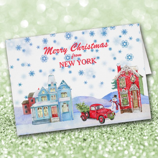 Village de neige de New York Carte de Noël (Créateur téléchargé)