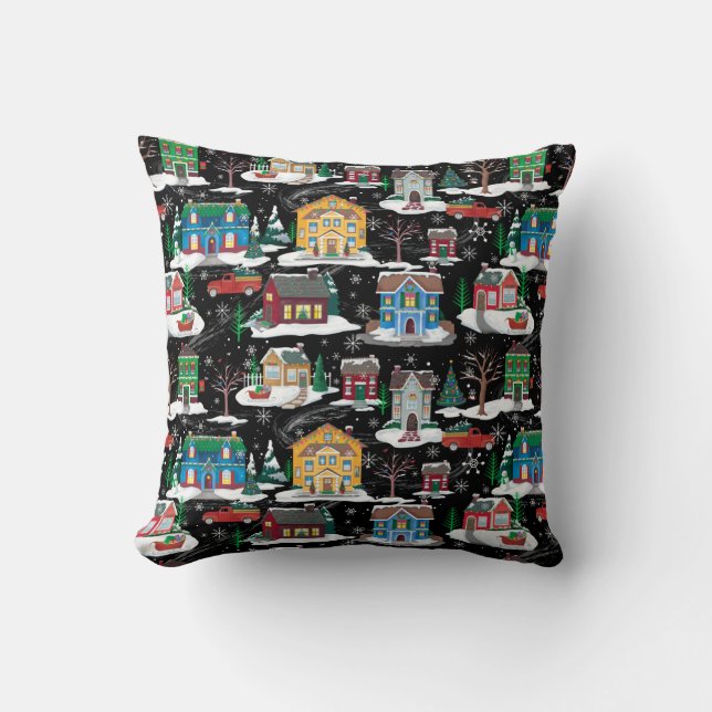 Village de Noël Imprimer Coussin de vacances (Recto)