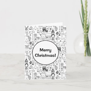 Village de Noël pour enfants Whimsical Black & Whi