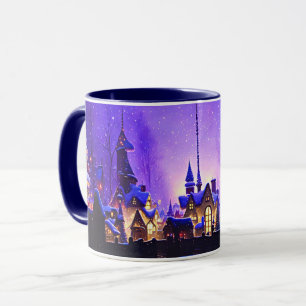 Village de Noël Whimsical Purple Art Mug Cup