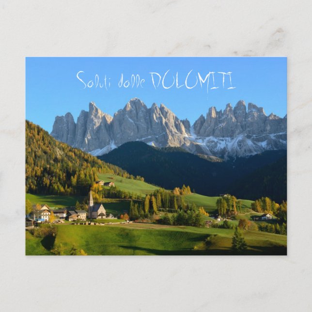 Village des Dolomites à l'automne 'saluti' carte p (Devant)