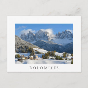 Village des Dolomites en hiver carte postale texte