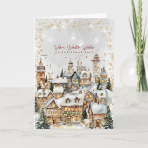 village d'hiver carte de vacances de Noël