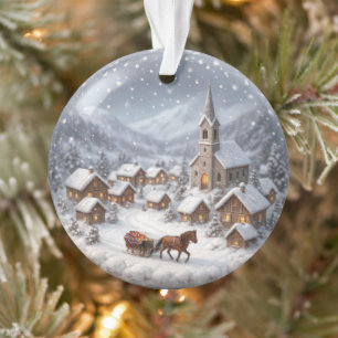 Village d'hiver dans une vallée de montagne