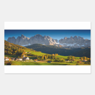 Village Dolomites en automne autocollant rectangul