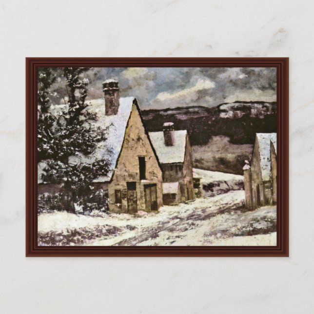 Village Exit In Winter By Courbet Gustave Postcard (Front)
