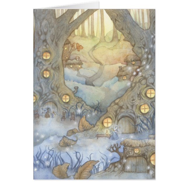 Village féerique - carte d'art d'aquarelle (Devant)