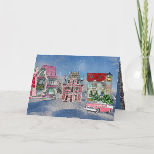 Village Get Together Christmas Holiday Card (Front)