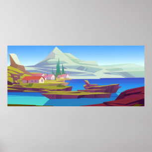 Village landscape poster