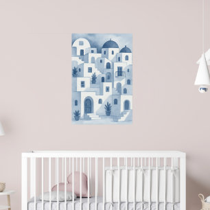 Village méditerranéen bleu indigo - Affiche d'art 