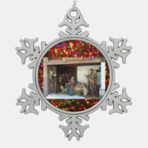 Village Nativity Under Canopy Multi-coloured Stars