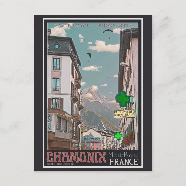 Village of Chamonix (black) Postcard (Front)