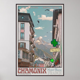 Village of Chamonix (white) Poster