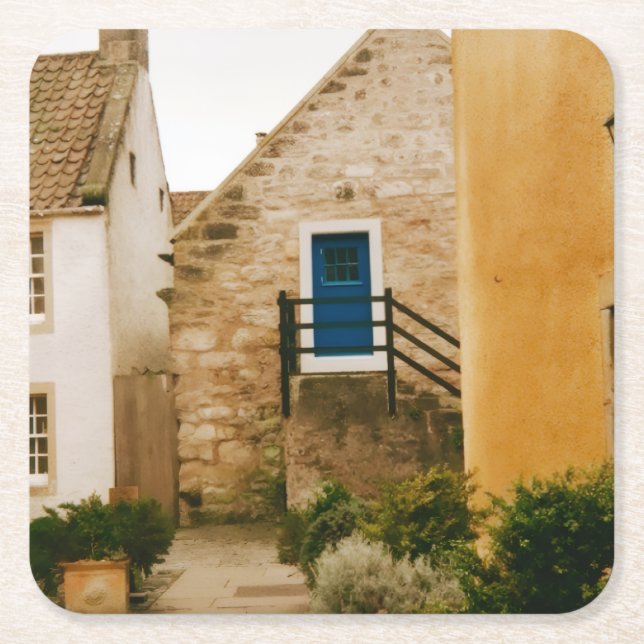 Village of Culross, Fife, Scotland  Square Paper Coaster (Front)