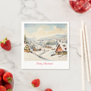Village on a Christmas day Napkin